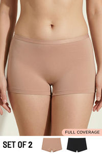 Zivame Medium Rise Full Coverage Boyshorts (Pack of 2) - Multicolor — thumbnail 1